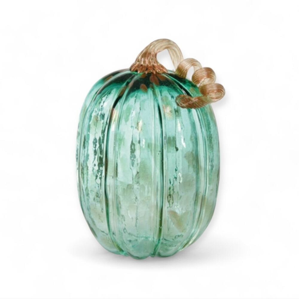 Christian Siriano Shabby Chic Blue Green Blown Glass Fall Pumpkin Beachy Decor
